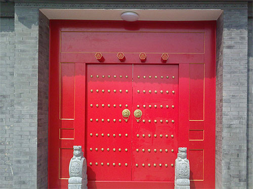 鄂托克前中国传统四合院系列朱红色中式木制大门木作